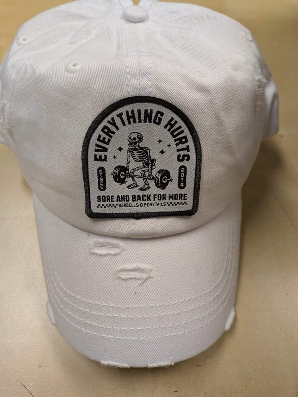 Barbells And Ponytails  "Everything Hurts" Ponytail Hat NEW